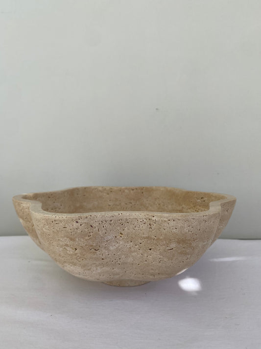 Natural Stone Flower Bowl - Beige